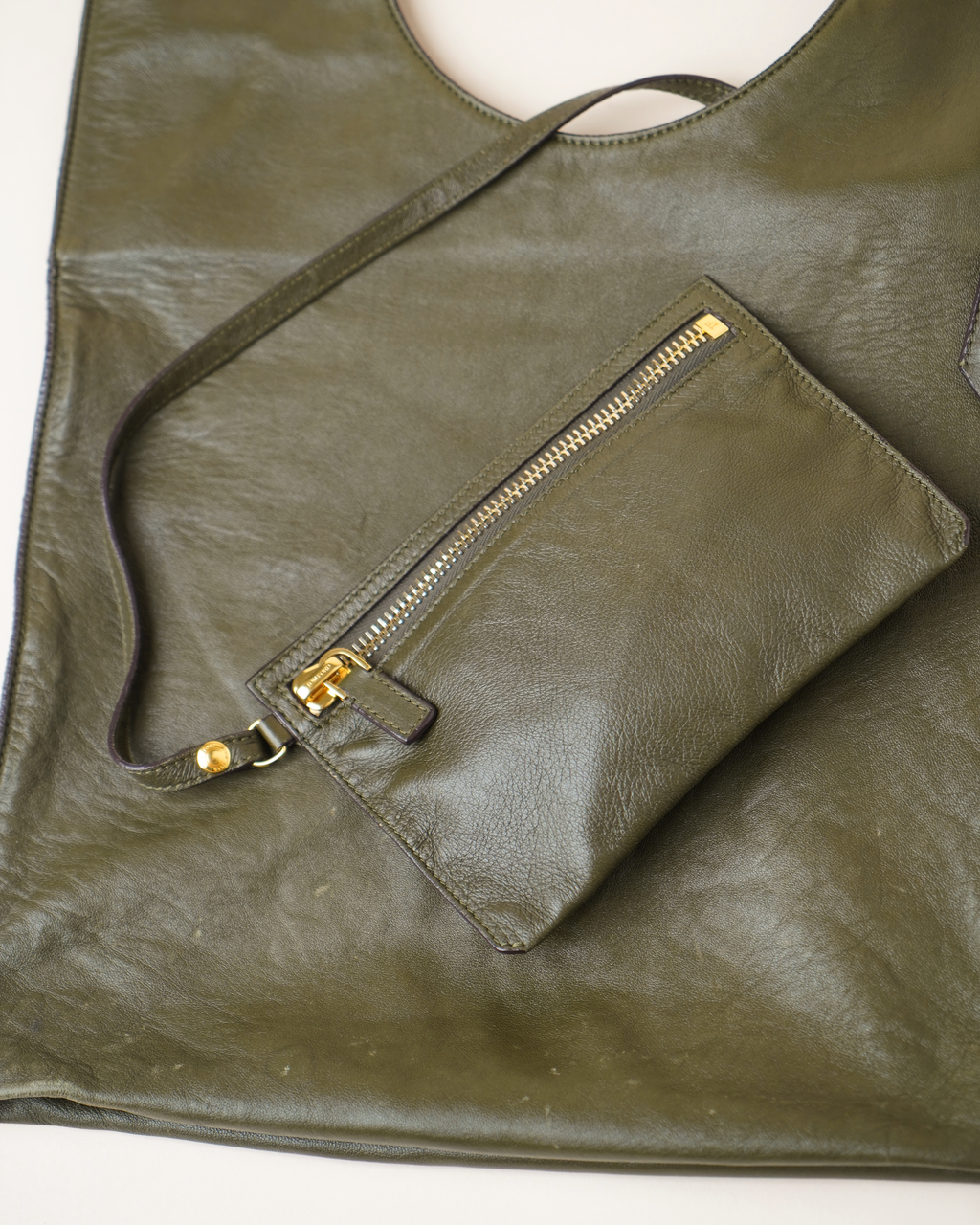 Tom Ford olive green leather "Alix" tote bag