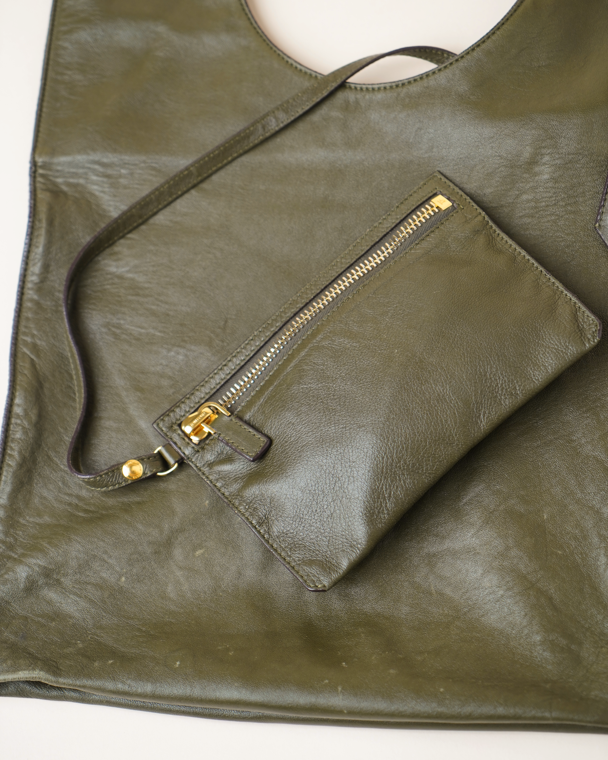 Tom Ford olive green leather "Alix" tote bag