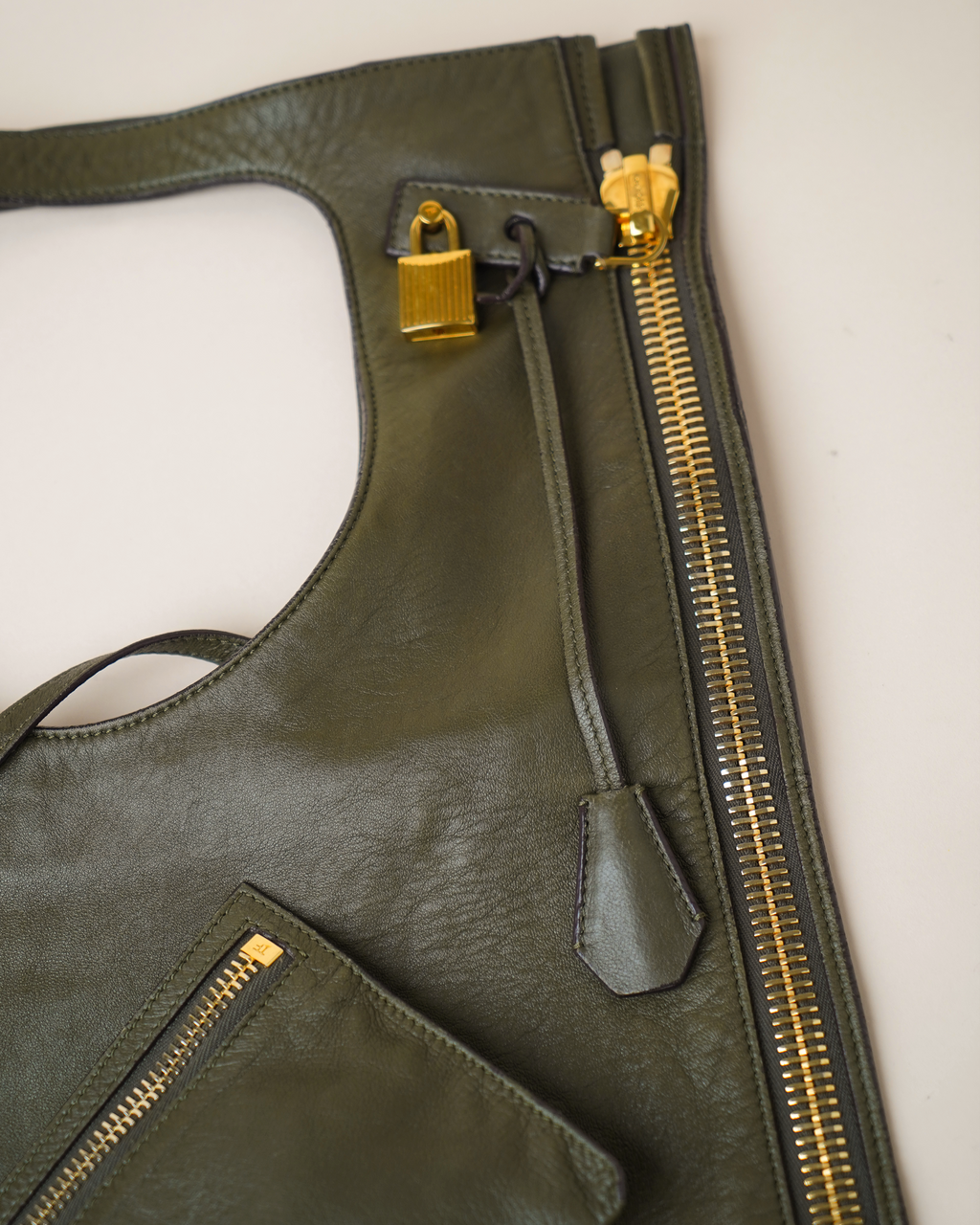 Tom Ford olive green leather "Alix" tote bag
