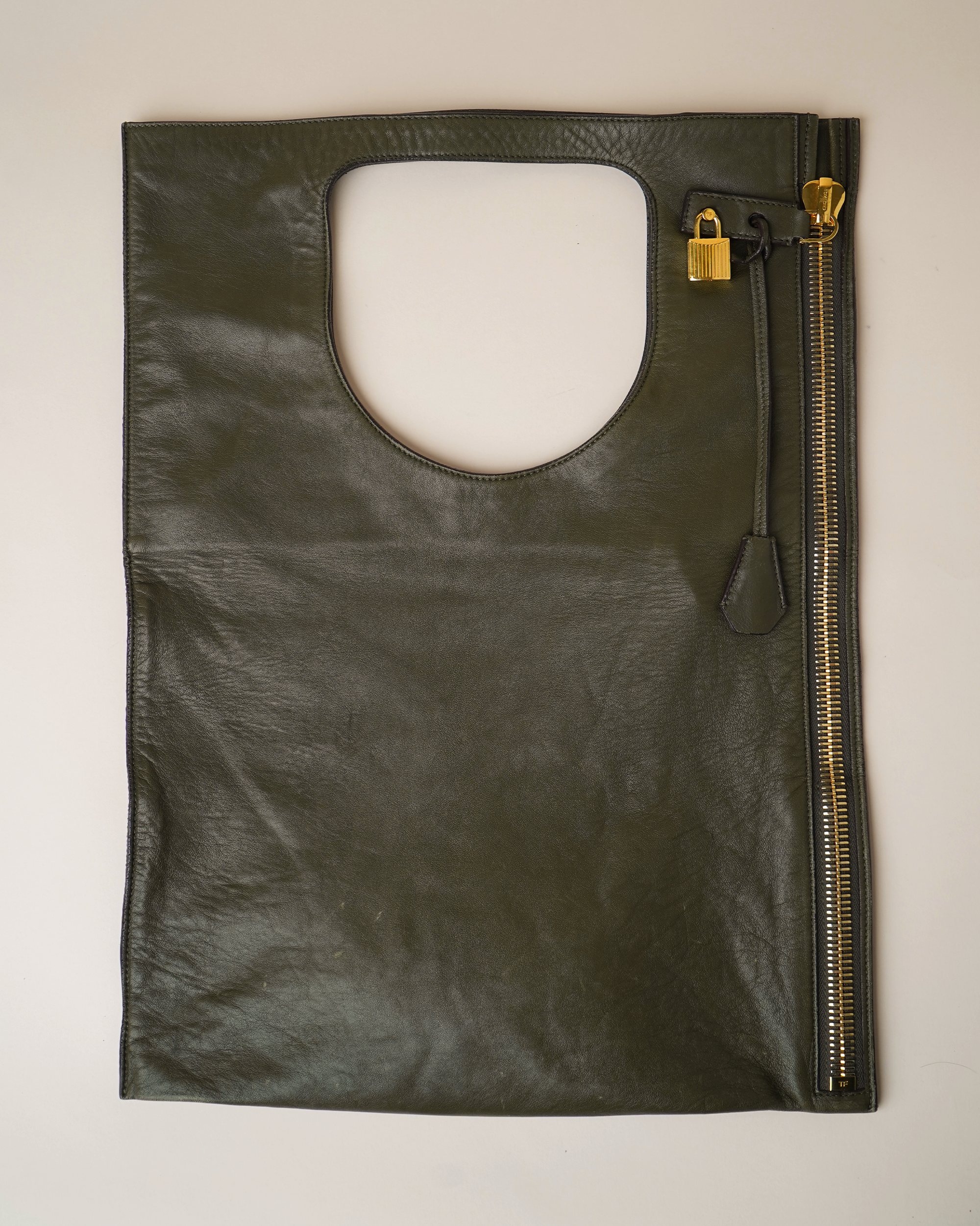 Tom Ford olive green leather "Alix" tote bag