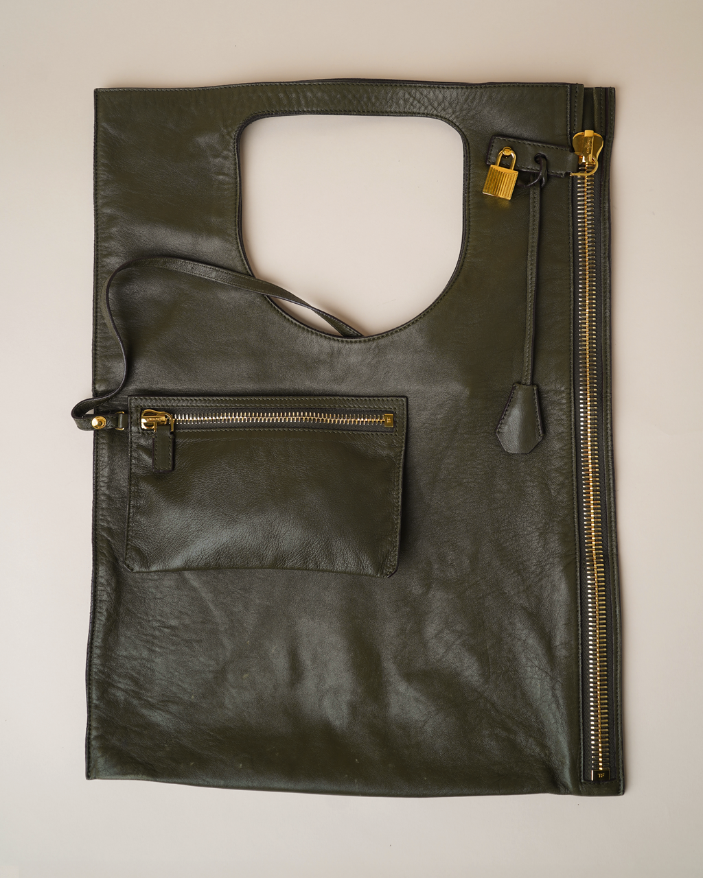 Tom Ford olive green leather "Alix" tote bag