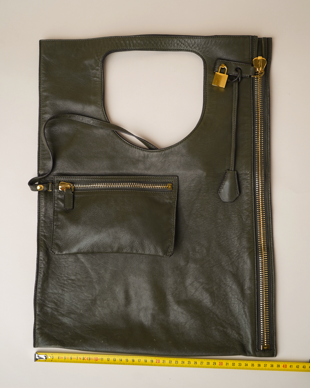 Tom Ford olive green leather "Alix" tote bag
