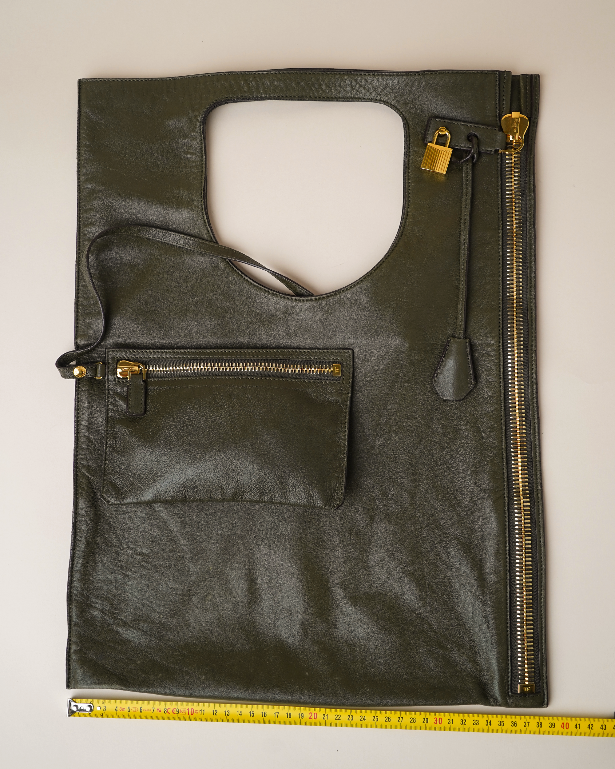 Tom Ford olive green leather "Alix" tote bag