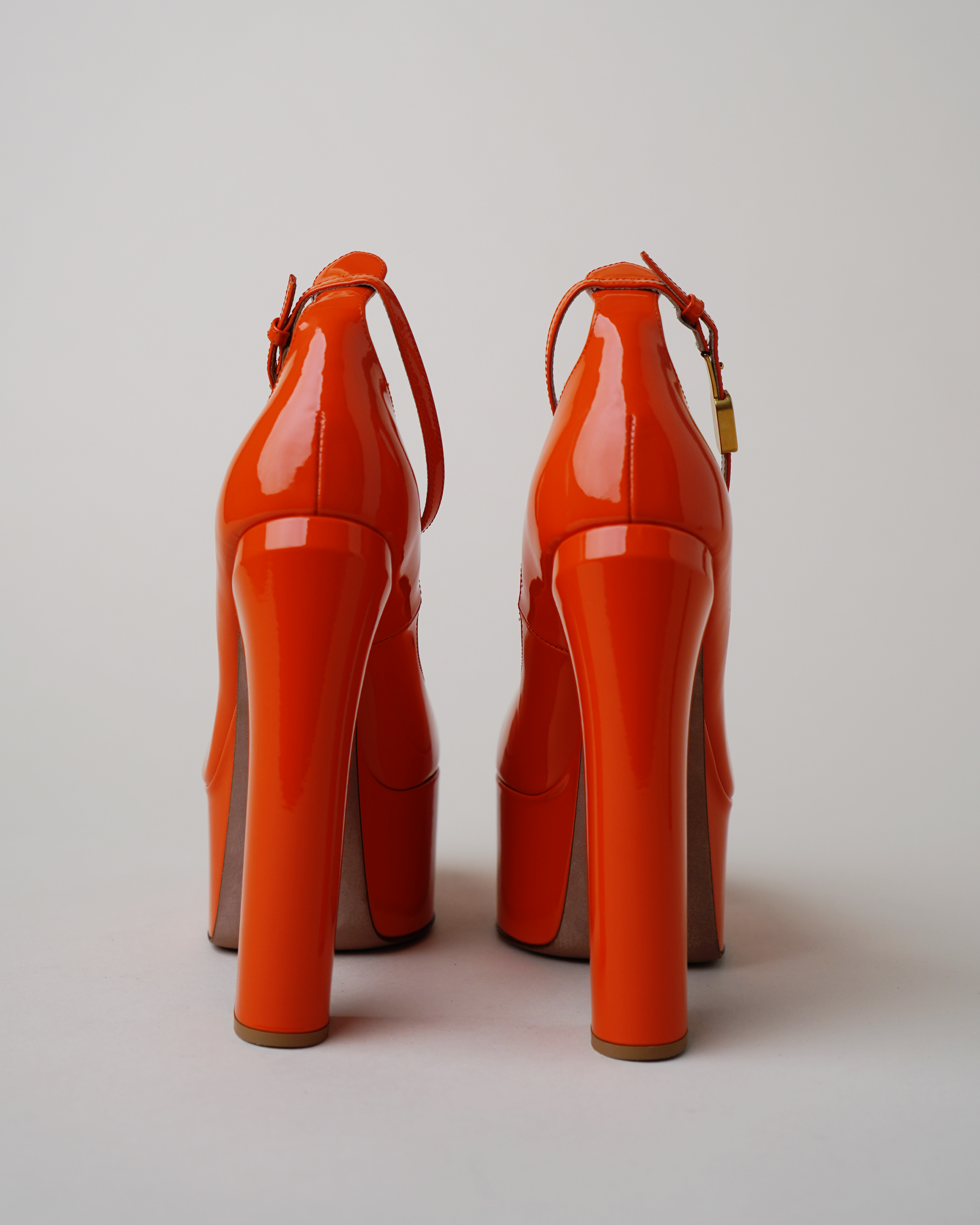 Valentino Garavani Orange Patent Leather Platform Pumps