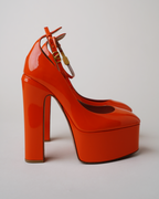 Valentino Garavani Orange Patent Leather Platform Pumps