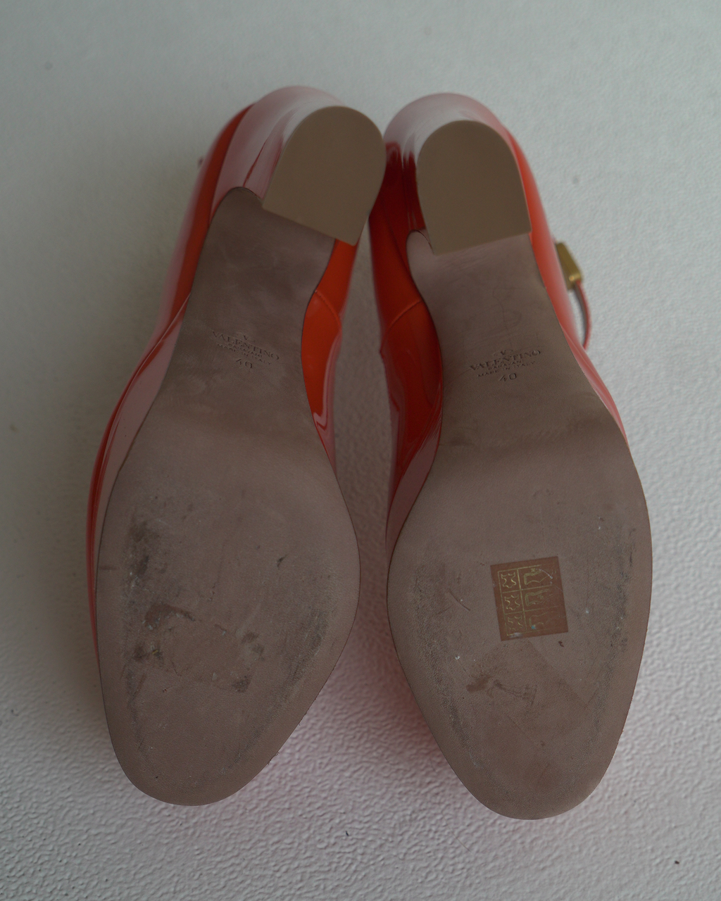 Valentino Garavani Orange Patent Leather Platform Pumps