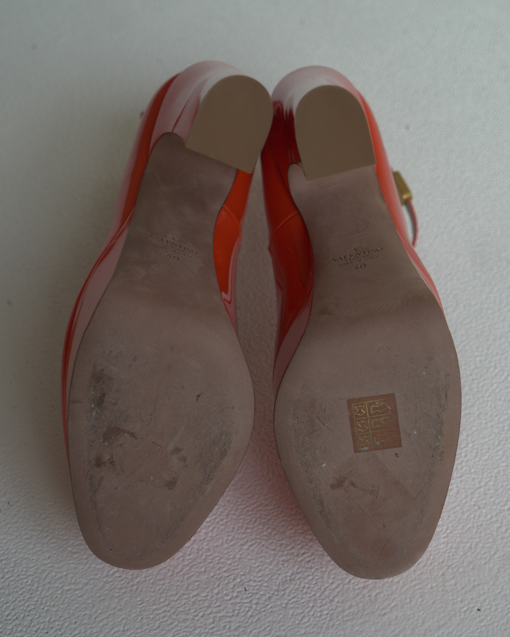 Valentino Garavani Orange Patent Leather Platform Pumps