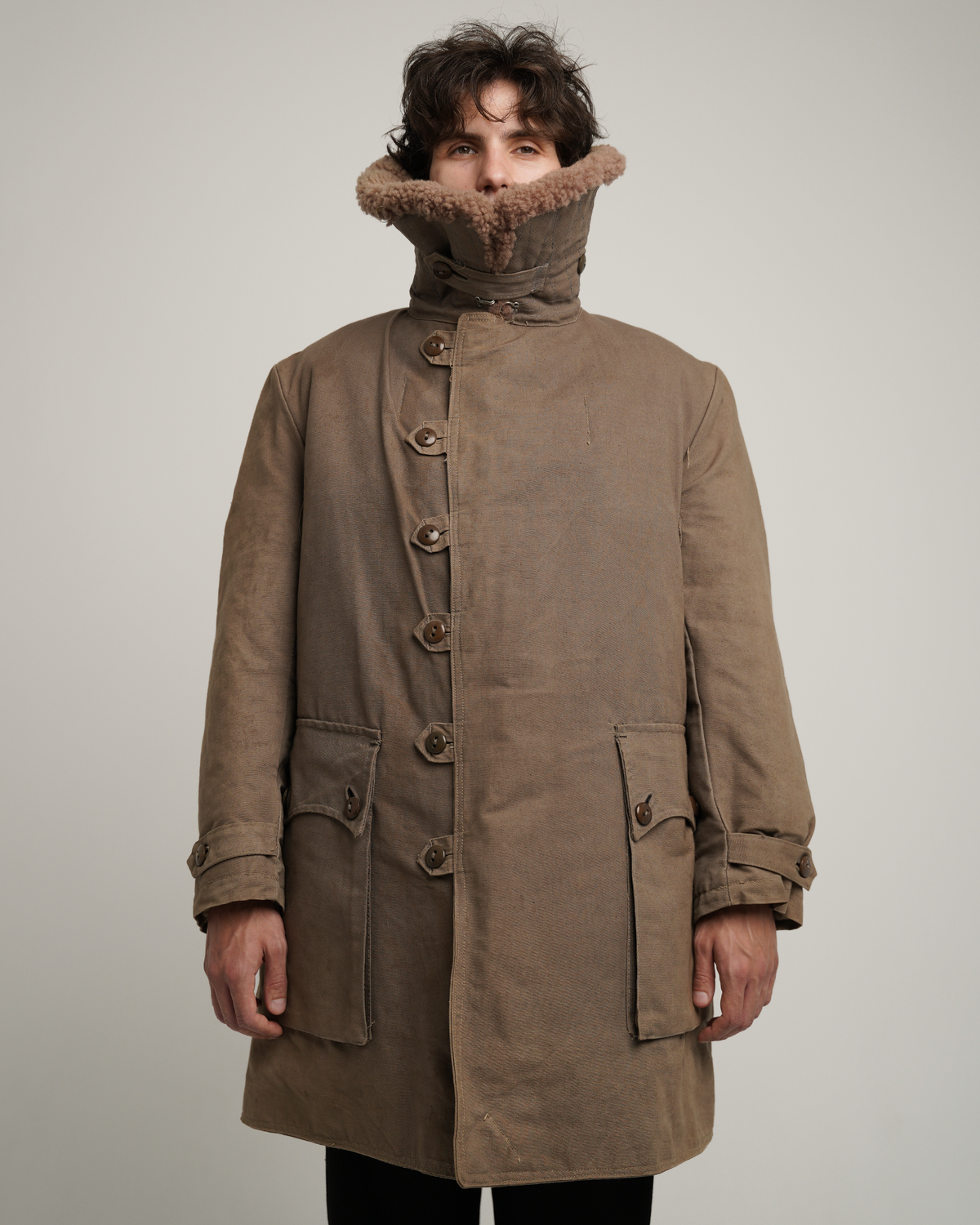1940s Swedish Army “Livpäls” Sheepskin-Lined Field Coat