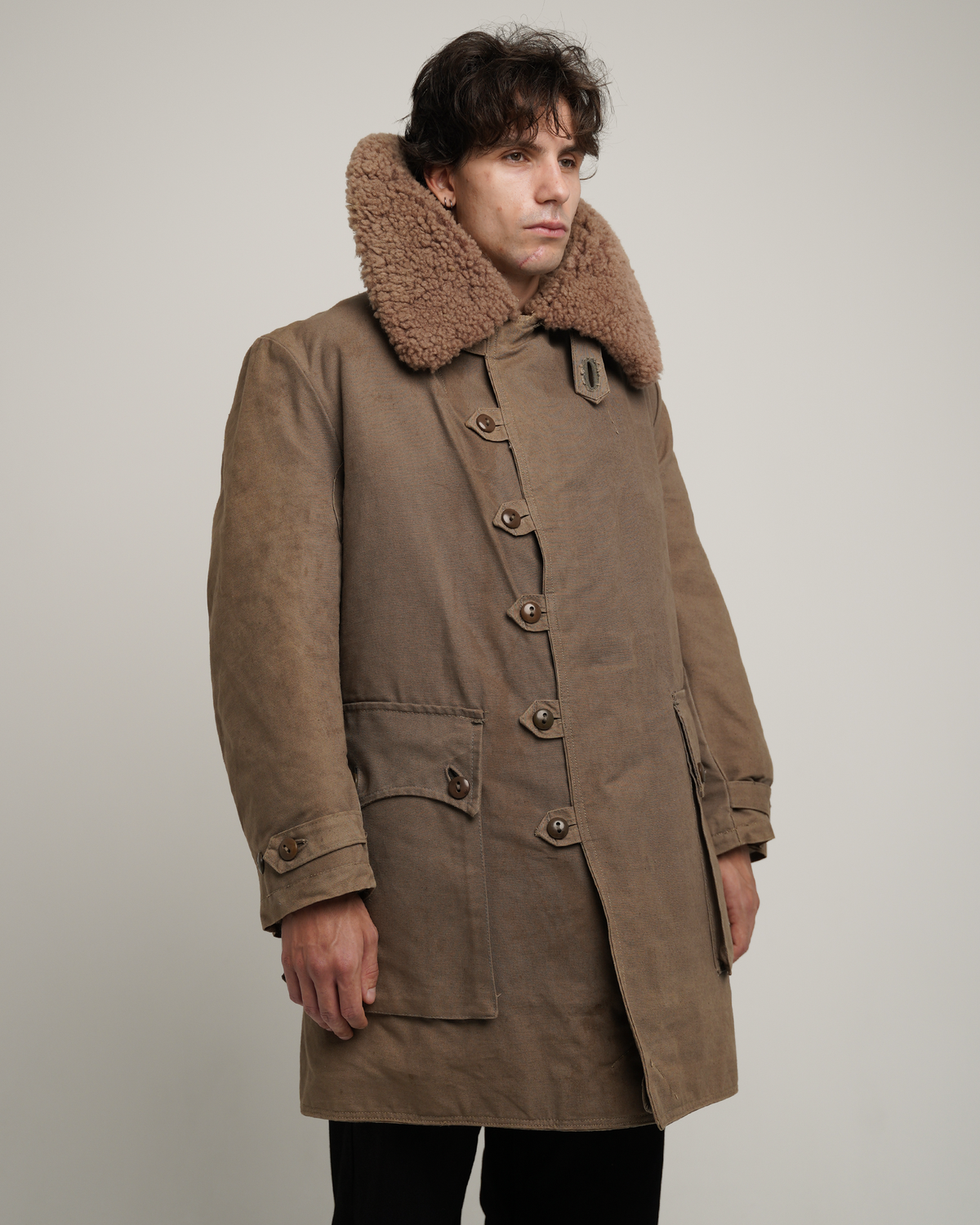 1940s Swedish Army “Livpäls” Sheepskin-Lined Field Coat