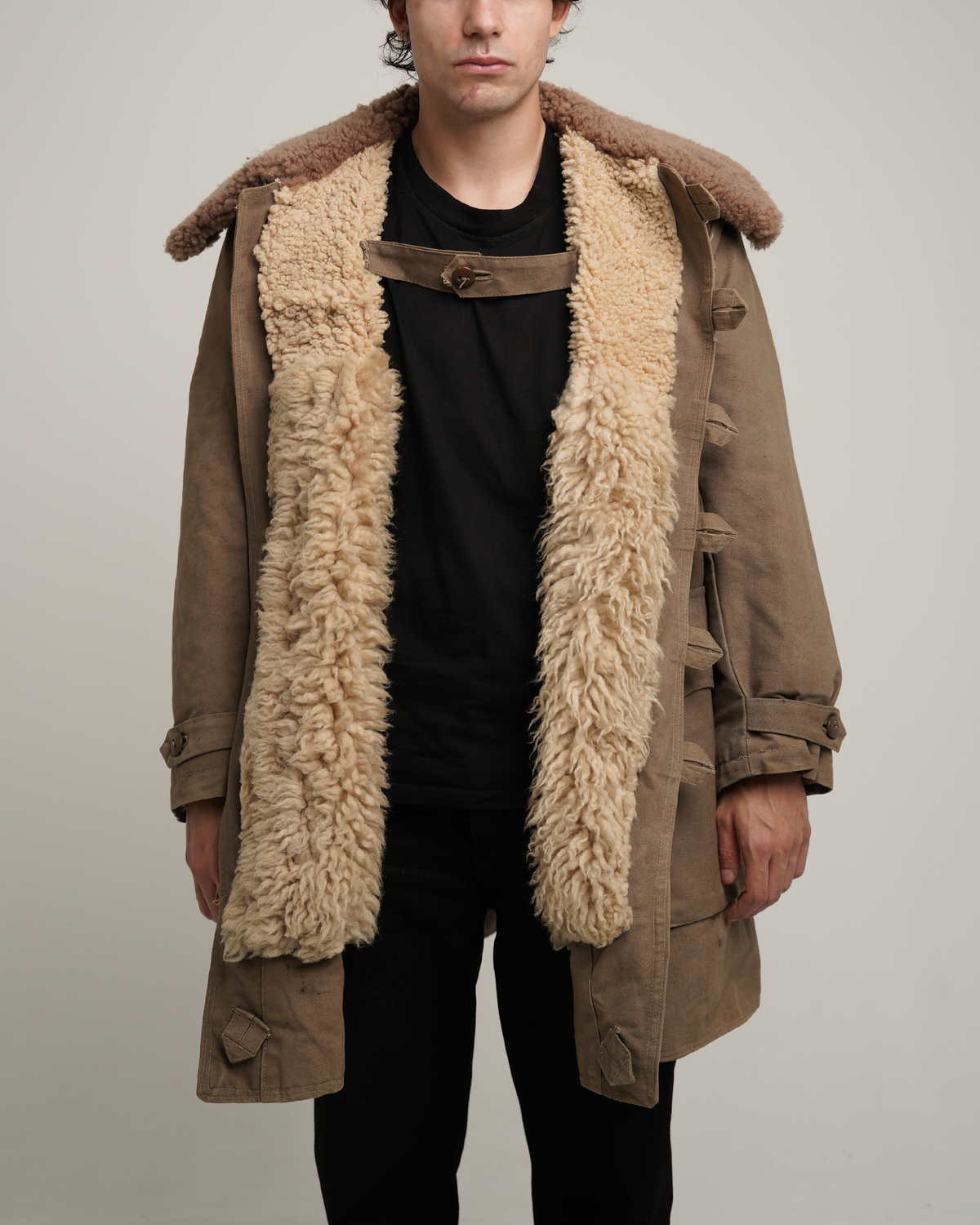 1940s Swedish Army “Livpäls” Sheepskin-Lined Field Coat