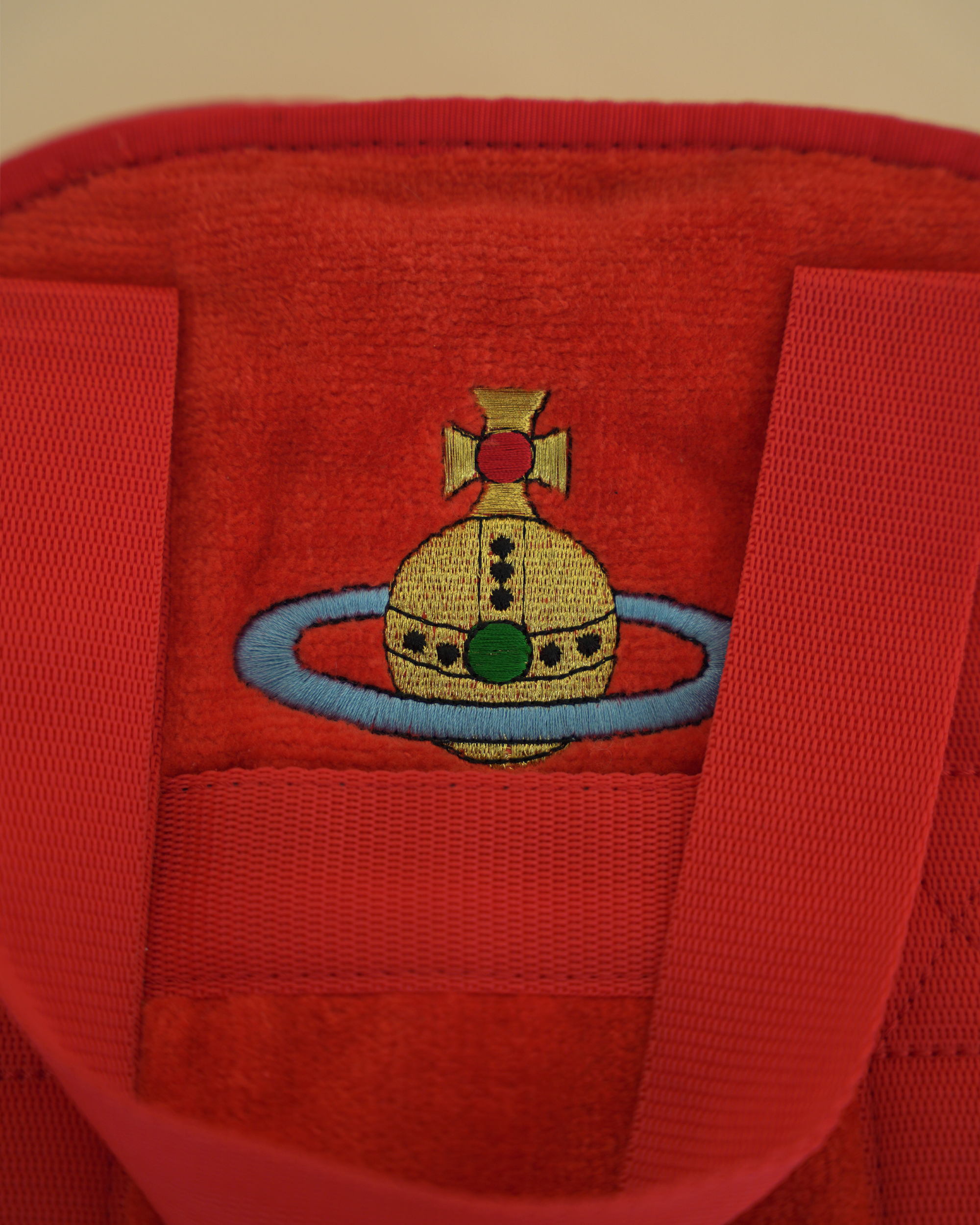 Vivienne Westwood 1990's Red Chenille Orb Bowling Bag
