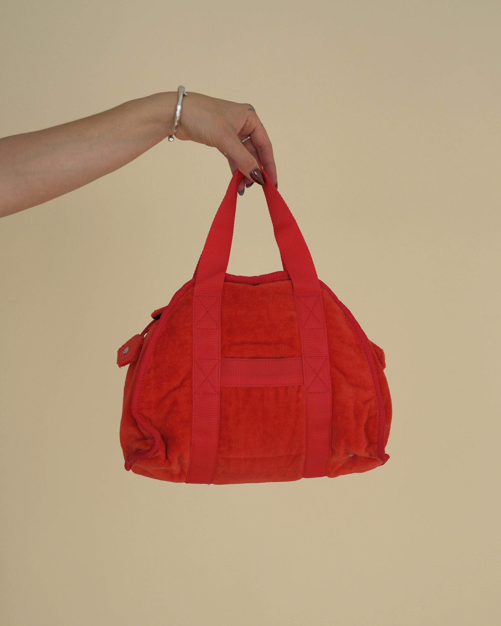 Vivienne Westwood 1990's Red Chenille Orb Bowling Bag