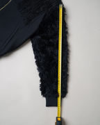 Walk of Shame Beaded & Chenille Fringe Faux Fur Sleeve Bomber Jacket