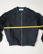 Walk of Shame Beaded & Chenille Fringe Faux Fur Sleeve Bomber Jacket