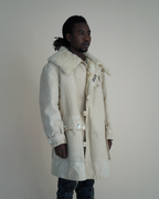 Vintage 1940s Örebro Swedish Military-Style “Livpäls” Canvas Sheepskin Parka
