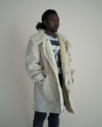 Vintage 1940s Örebro Swedish Military-Style “Livpäls” Canvas Sheepskin Parka