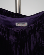 Yves Saint Laurent Rive Gauche purple crinkled/striated velvet skirt suit