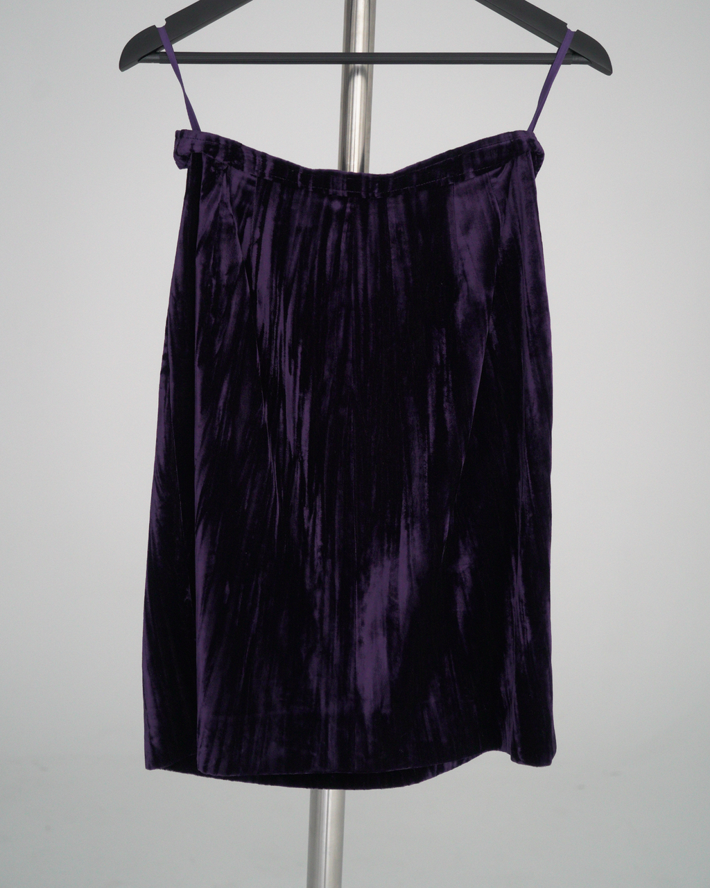 Yves Saint Laurent Rive Gauche purple crinkled/striated velvet skirt suit