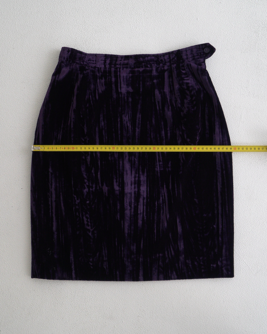 Yves Saint Laurent Rive Gauche purple crinkled/striated velvet skirt suit