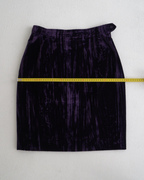 Yves Saint Laurent Rive Gauche purple crinkled/striated velvet skirt suit
