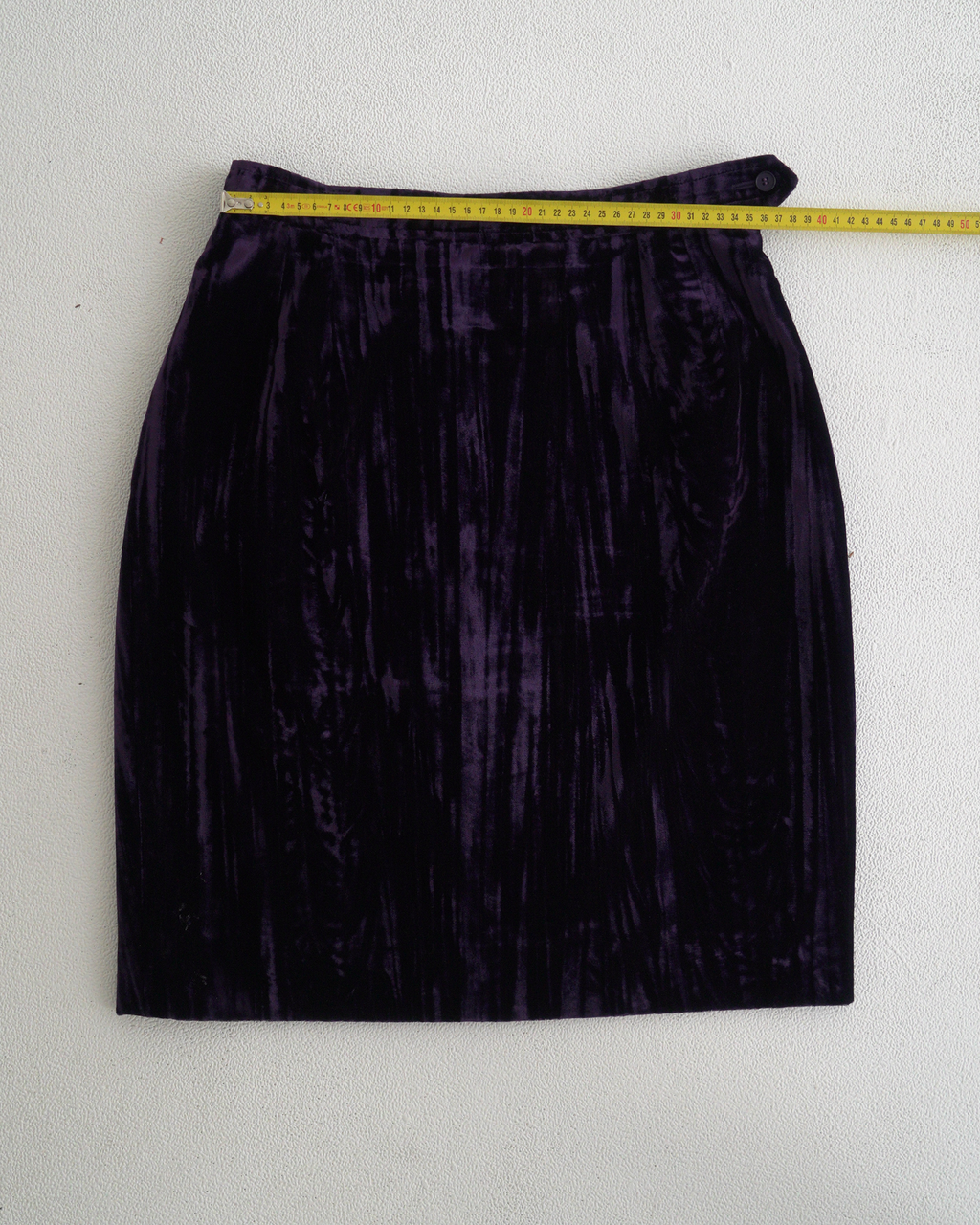 Yves Saint Laurent Rive Gauche purple crinkled/striated velvet skirt suit