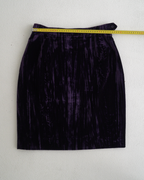Yves Saint Laurent Rive Gauche purple crinkled/striated velvet skirt suit