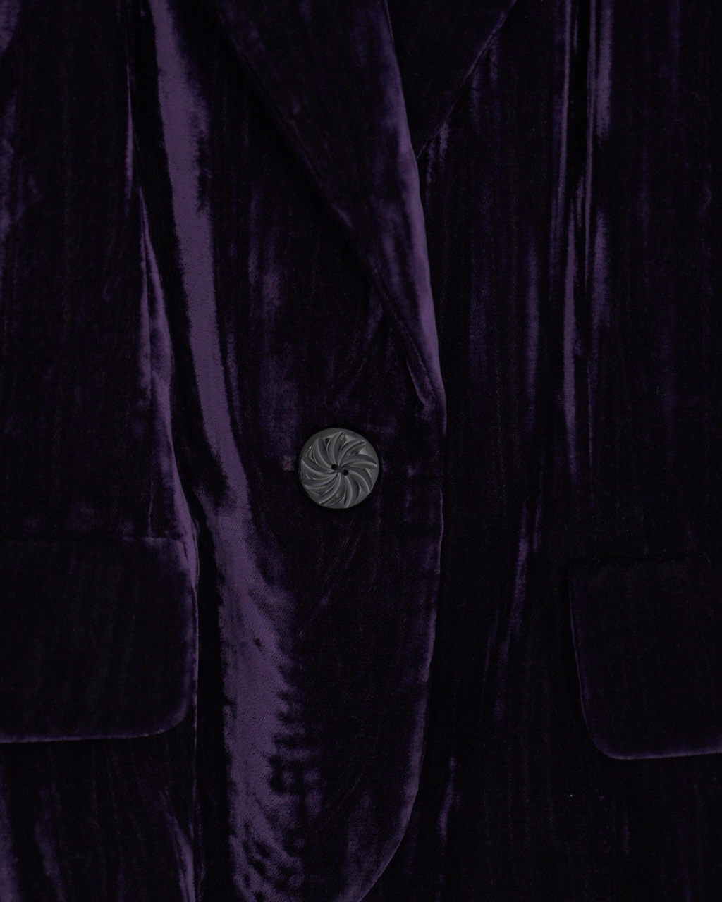 Yves Saint Laurent Rive Gauche purple crinkled/striated velvet skirt suit
