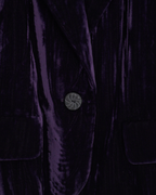 Yves Saint Laurent Rive Gauche purple crinkled/striated velvet skirt suit