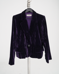 Yves Saint Laurent Rive Gauche purple crinkled/striated velvet skirt suit