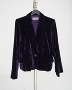 Yves Saint Laurent Rive Gauche purple crinkled/striated velvet skirt suit