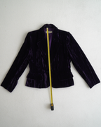 Yves Saint Laurent Rive Gauche purple crinkled/striated velvet skirt suit