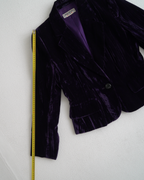 Yves Saint Laurent Rive Gauche purple crinkled/striated velvet skirt suit