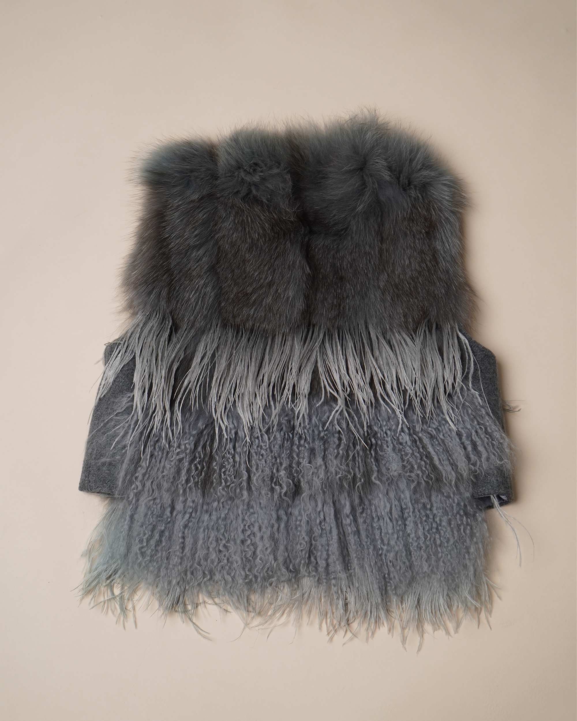 Yigal Azrouël Tiered Mixed Fur & Ostrich Feather Vest