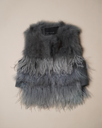 Yigal Azrouël Tiered Mixed Fur & Ostrich Feather Vest
