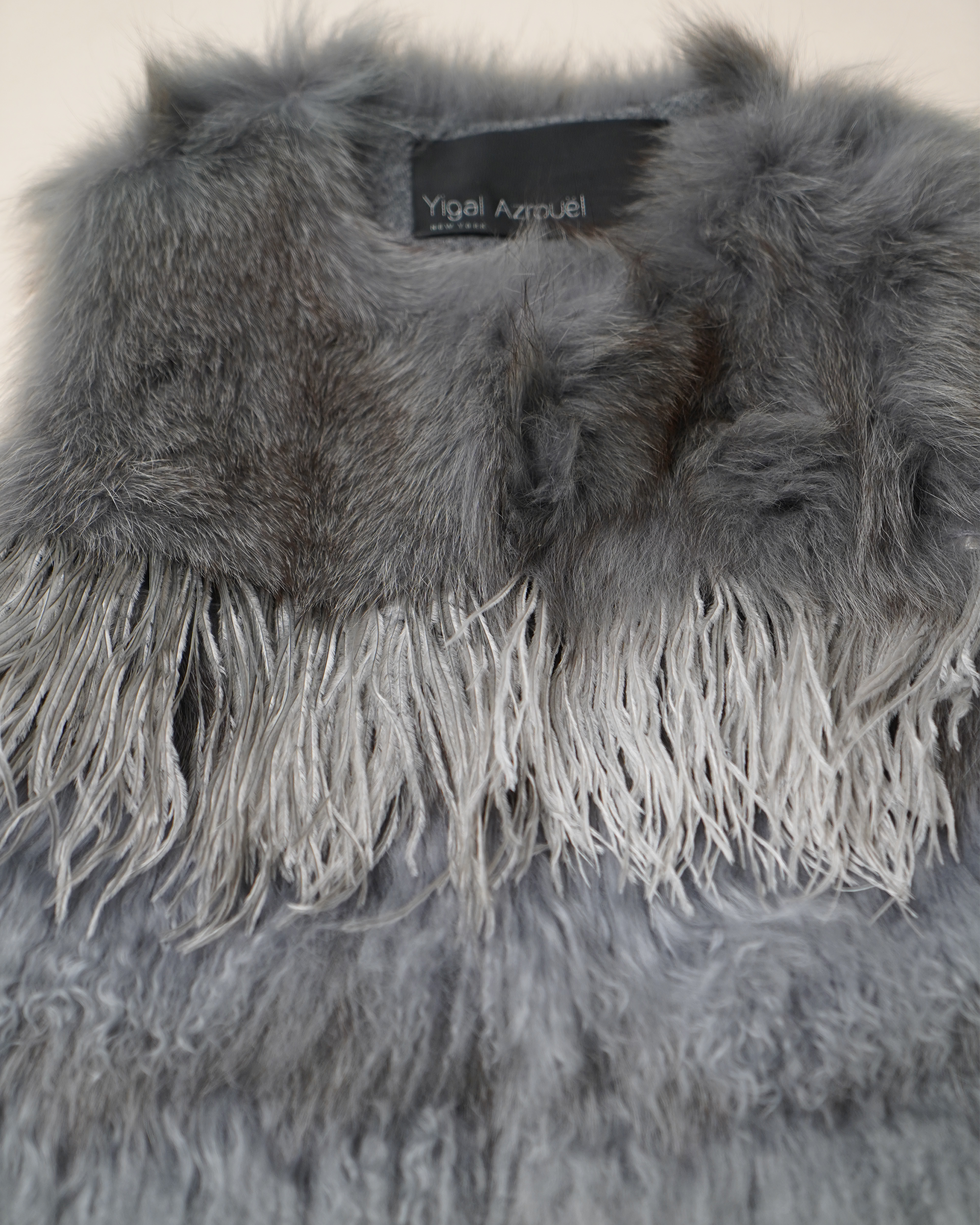 Yigal Azrouël Tiered Mixed Fur & Ostrich Feather Vest