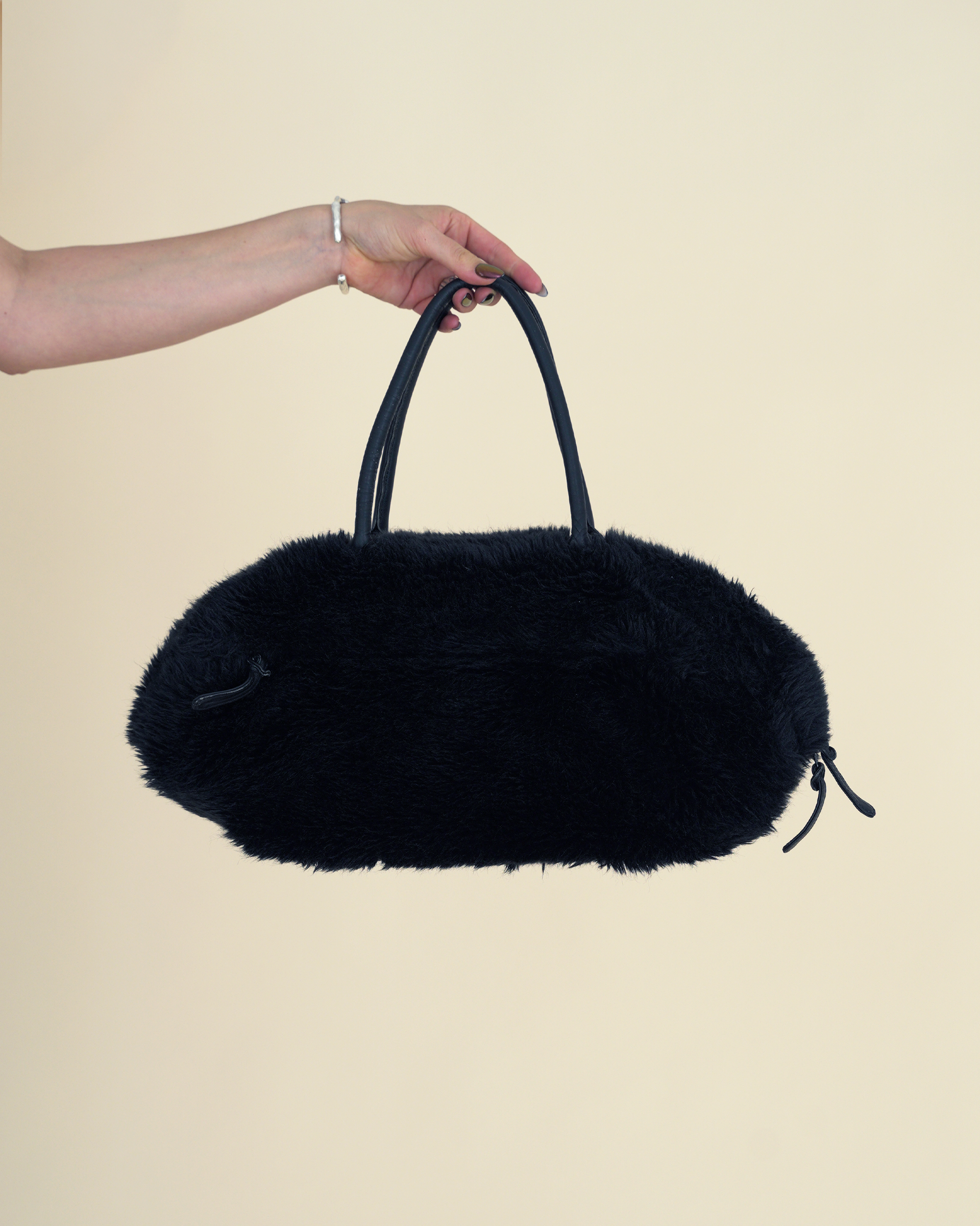 Y's by Yohji Yamamoto Faux-Fur Bowler Bag