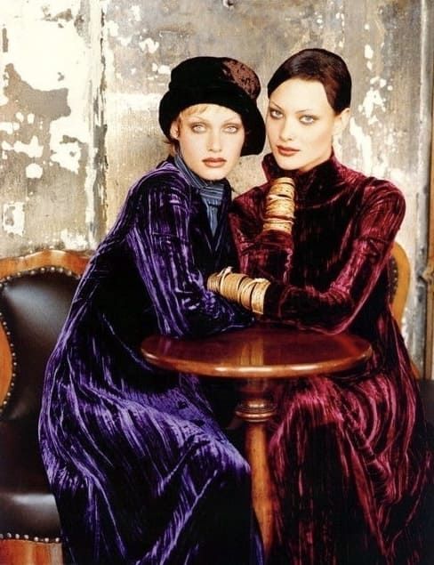 Yves Saint Laurent Rive Gauche purple crinkled/striated velvet skirt suit